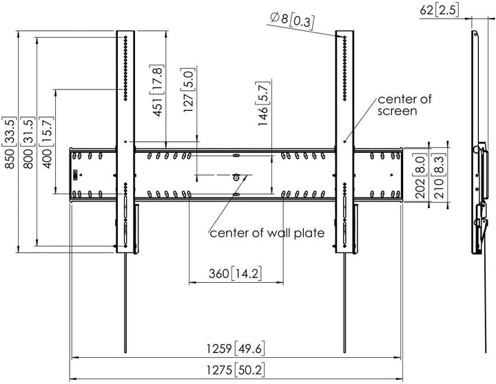 Vogels PFW 6910 Neigbare TV-Wandhalterung für 203-304cm (80-120Zoll) Fernseher, Neigbarbis15°, Max.2