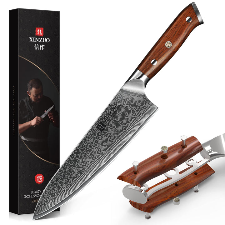 XINZUO 21cm Damaskus Chefmesser -Multifunktions 67 Schichten Damaststahl Kochmesser für Fleisch, Fis