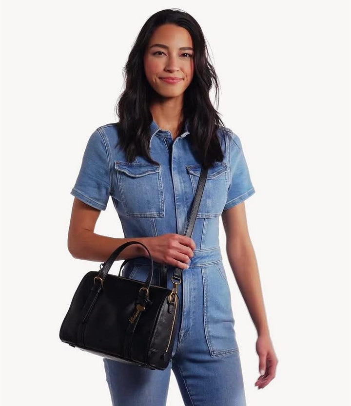 Fossil Damen Carlie Satchel Schwarz, Schwarz