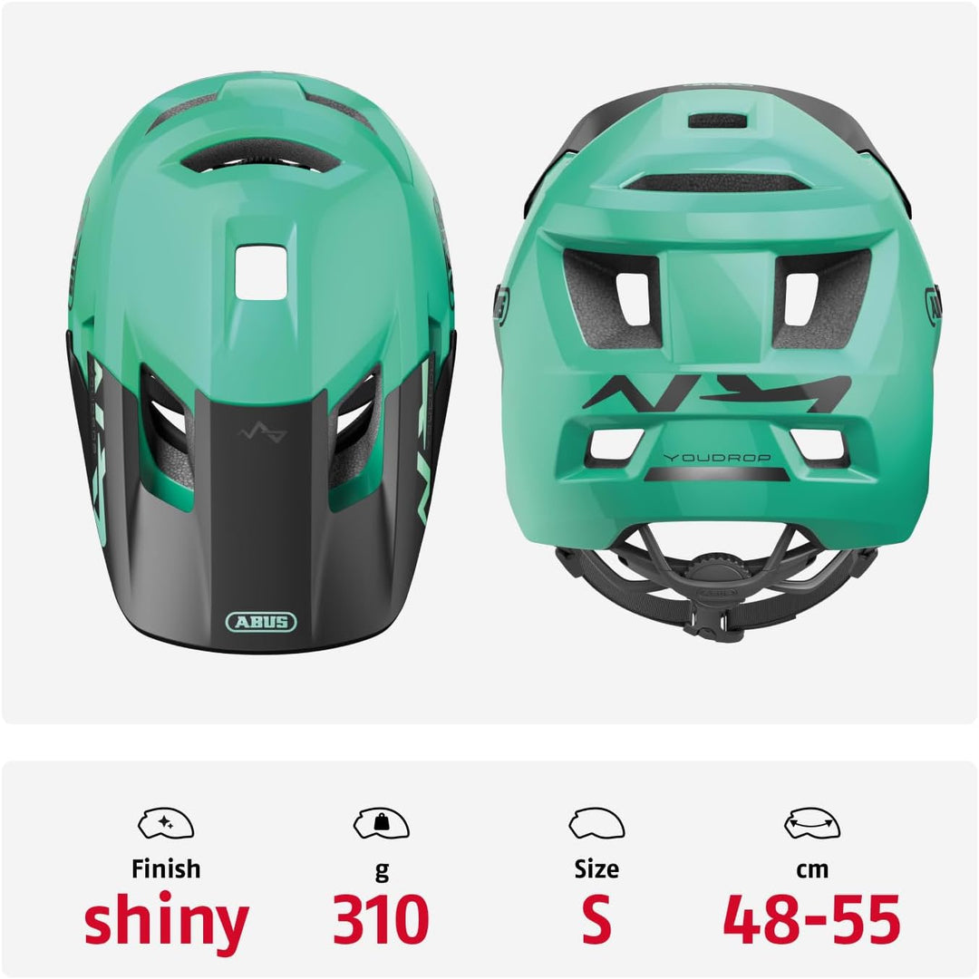 ABUS MTB-Helm YouDrop - Fahrradhelm für Kinder und Jugendliche - für den Alltag oder Touren im Gelän