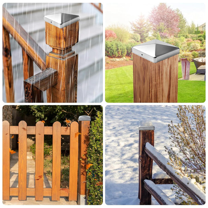 10 Stück Pfostenkappen 9X9CM,Edelstahl Pfostenkappe,Abdeckkappe Für Pfosten,Zaunpfosten Kappen,Abdec