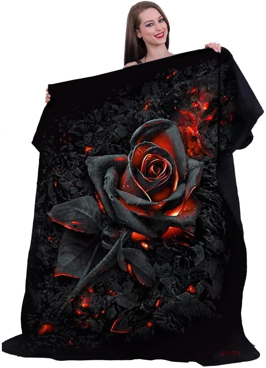 Spiral Burnt Rose Unisex Decke schwarz 100% Polyester Gothic, Romantik Standard Schwarz, Standard Sc