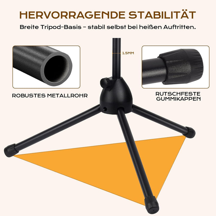 Doppeltes Mikrofonständer-Set mit Schwenkarmen – Robuster Halter aus Zinklegierung, tragbar & faltba