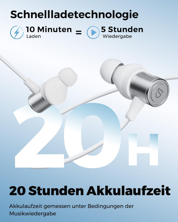 SoundPEATS Q40HD In-Ear Sport-Kopfhörer mit Nackenband, Grauweiss | LDAC Hi-Res, Dynamischer EQ Audi