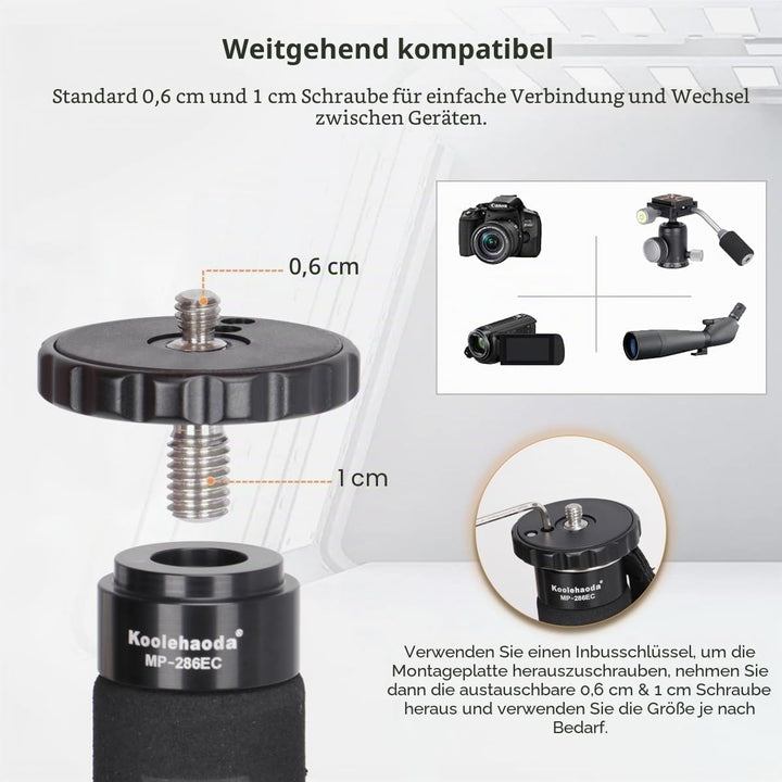 koolehaoda MP286C Einbeinstativ, Kohlefaser, 6-teilig, tragbar, Kompaktkamera-Einbeinstativ, Maximal