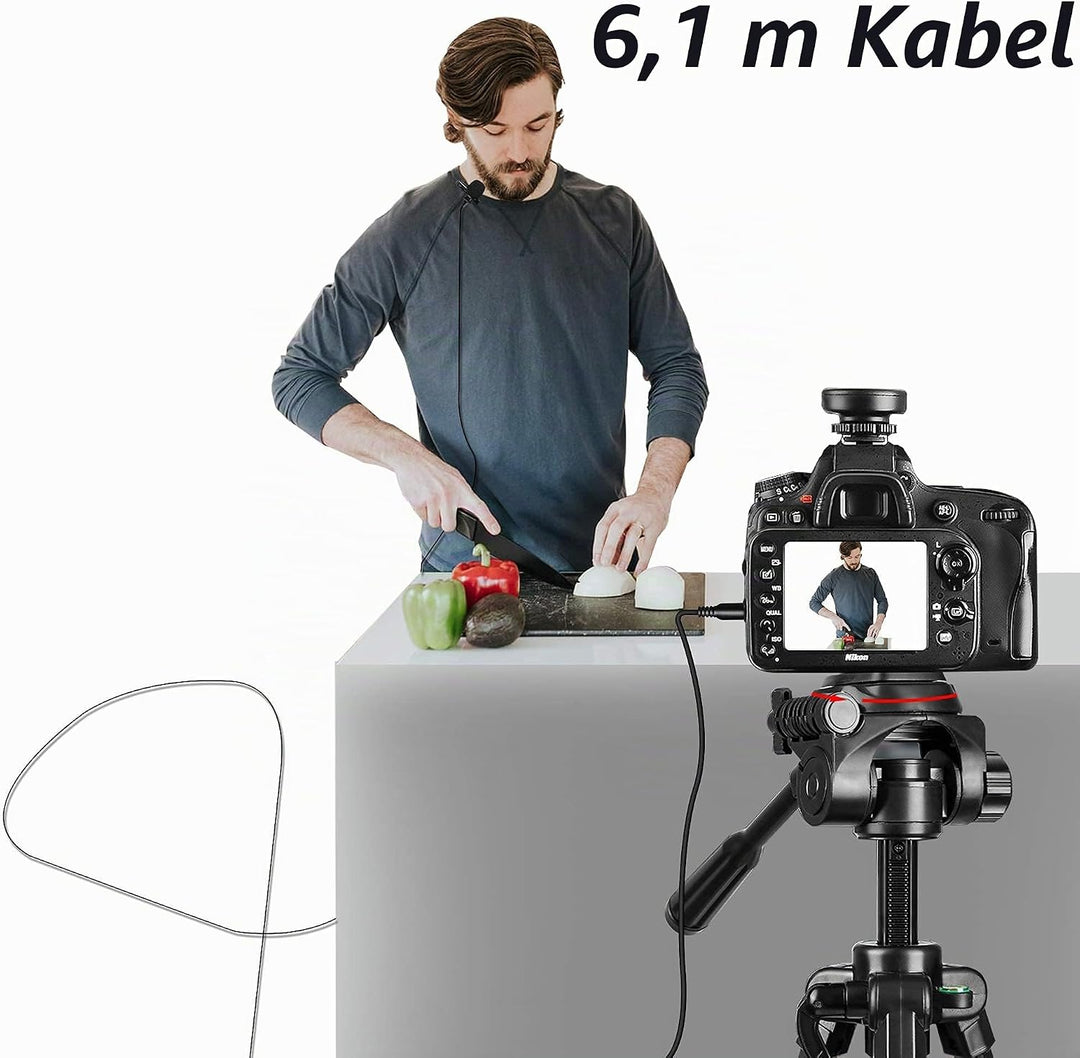 Nicama LVM3 Lavalier Mikrofon mit Windschutzscheibe, Kondensator Freisprech Ansteck Revers Mikrofon