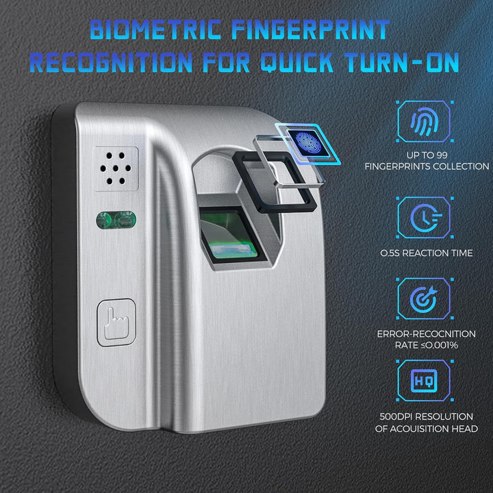 WASJOYE Fingerabdruck Tresor Feuerfester für Zuhause, Safe mit Feuerfeste Schublade, Biometrischer M