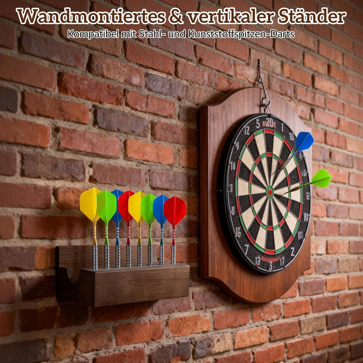 2 in 1 Dart Halter und Wanddarthalter aus Holz, Dartpfeile Halterung für Wandmontage - 8 Aufnahmen f
