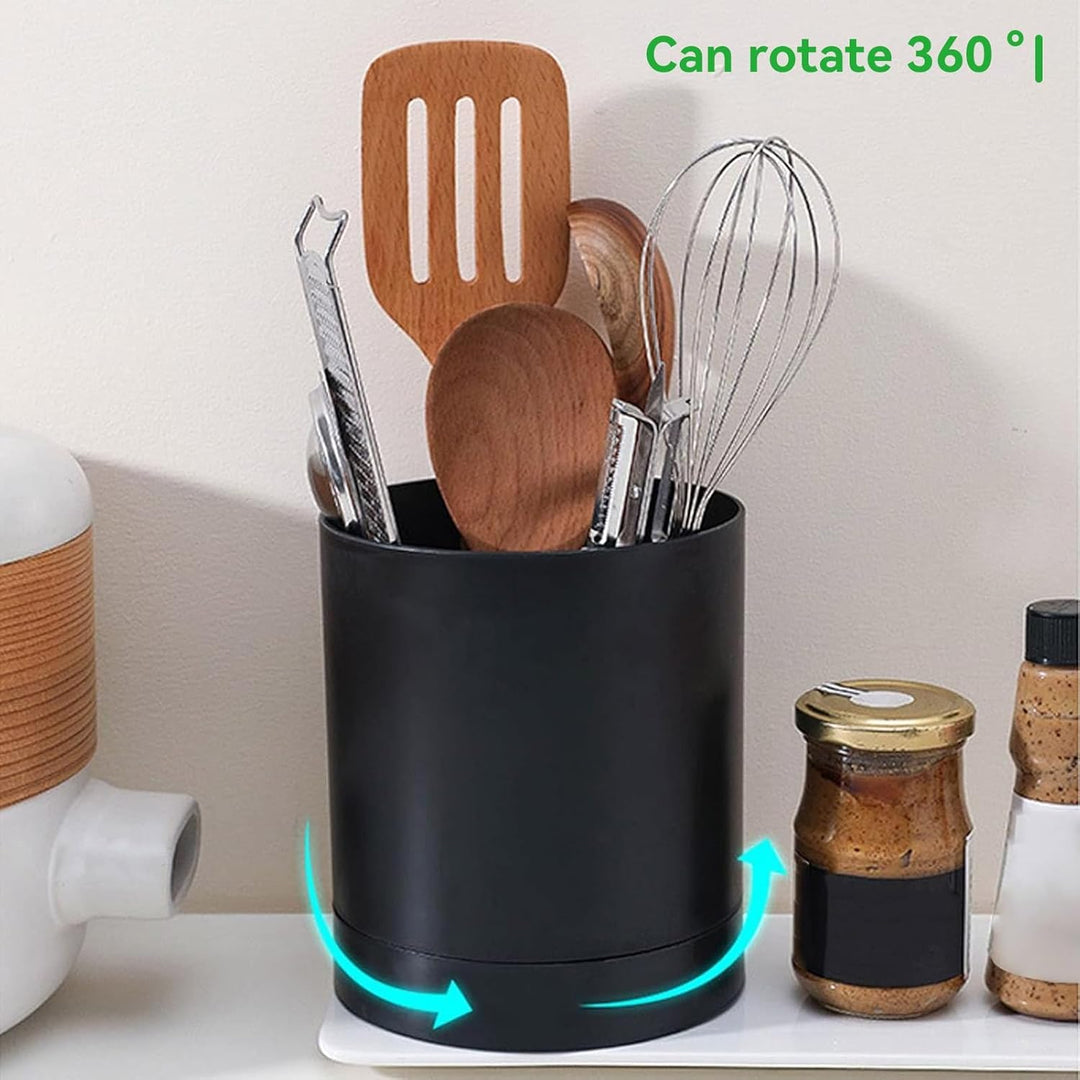 Cyrank Küchenutensilienhalter, Kochlöffelhalter, Utensilienhalter Küche, Besteckkorb, 360 ° drehbare