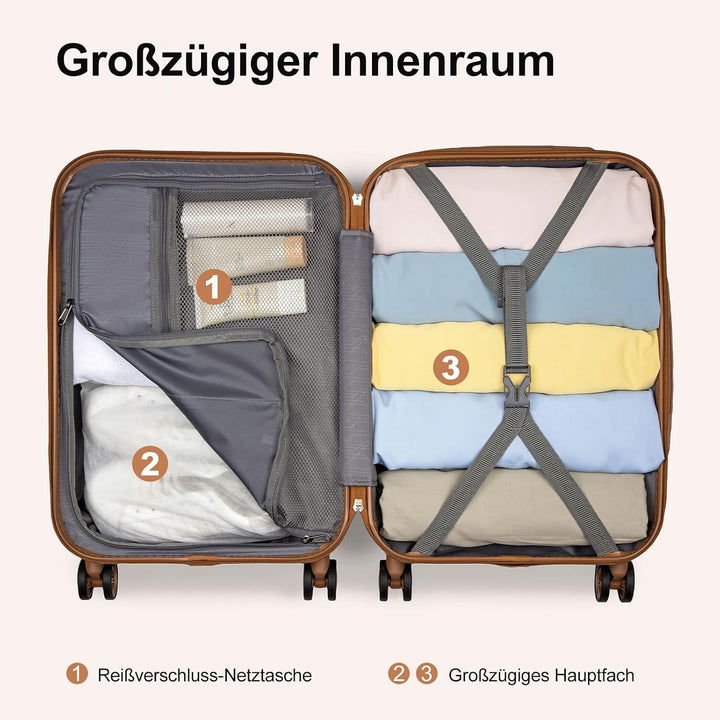 KONO Koffer Reisekoffer Trolley Kofferset 2 Teilig von ABS+PC Hartschalenkoffer mit TSA-Schloss, 4 R