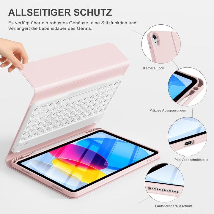 ZOPSGYU Hülle mit Tastatur für iPad A16 11. /10. Generation (2025/2022, 11/10,9 Zoll), Farben Beleuc