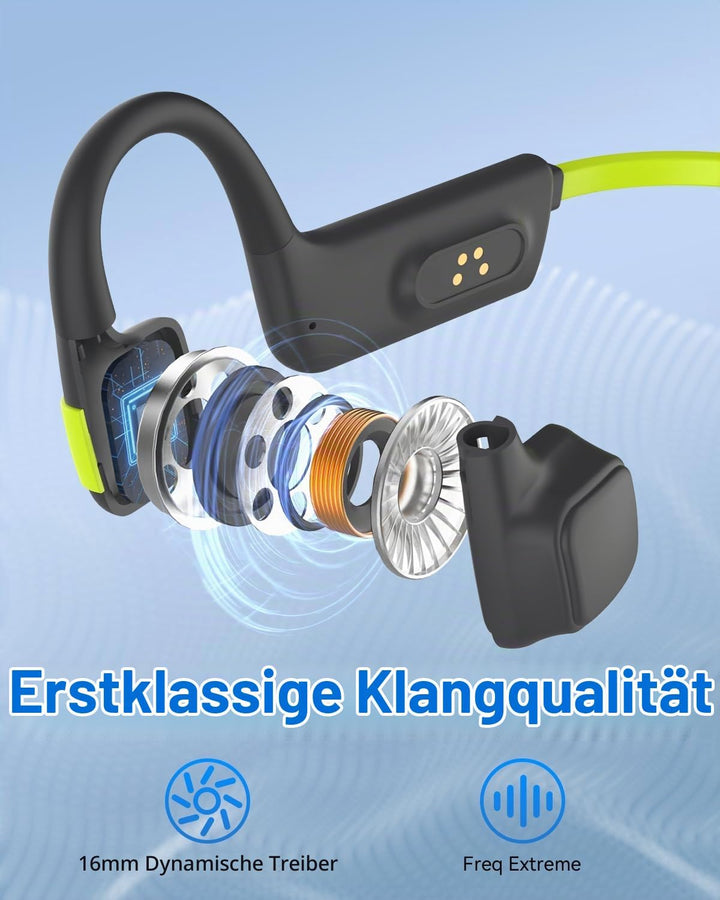 MONODEAL Knochenschall Kopfhörer Schwimmen Bluetooth 5.4 IP68 Unterwasser 8G MP3 Open Ear Sport-Kopf