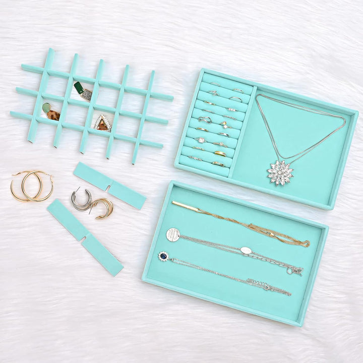 ProCase Schmucktablett Organizer mit 4 Schmuckschalen, Stapelbar Schmuck Schublade Organizer, Schmuc