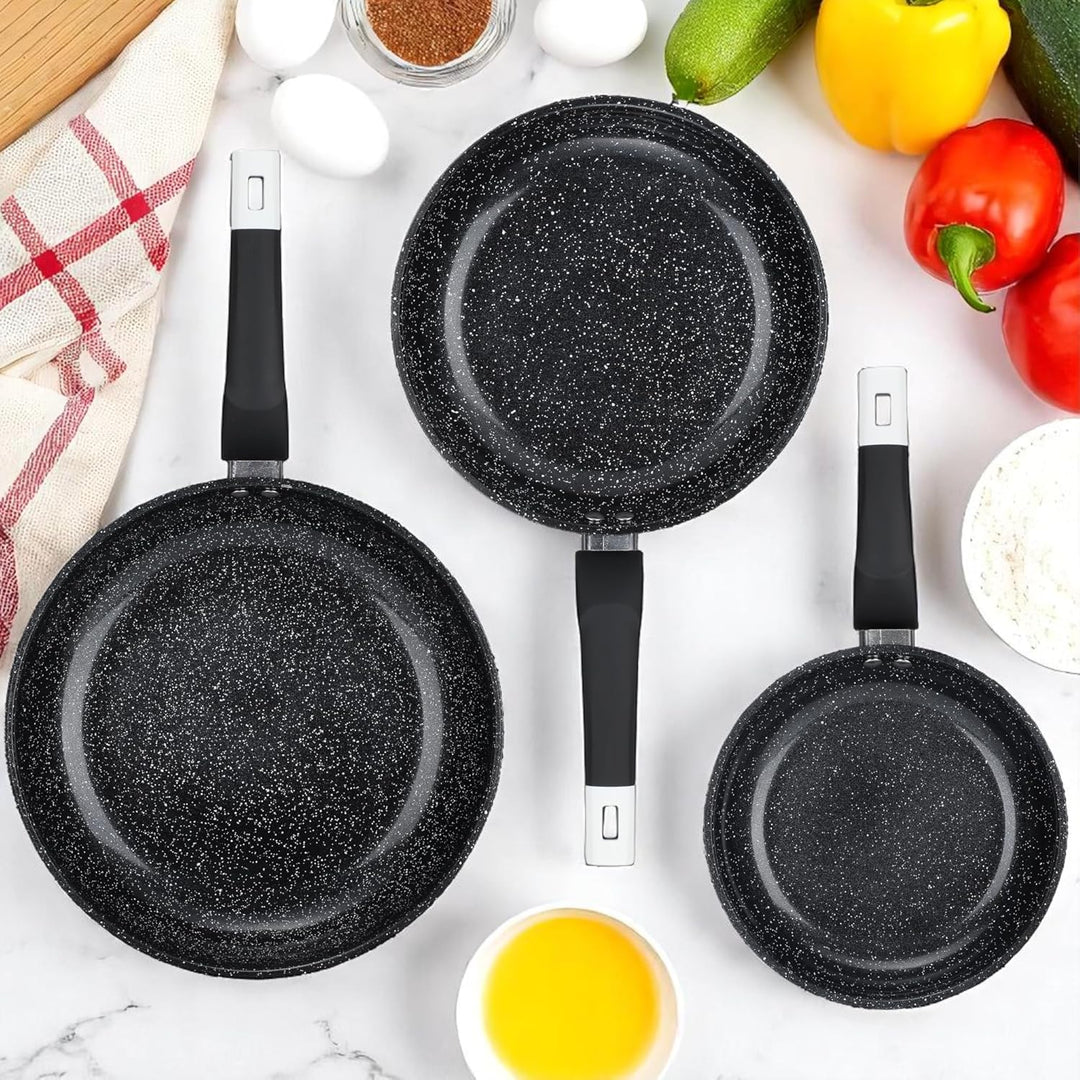 EliteHoff Pfannenset Induktion 3-teilig (20/24/28 cm), Induktionspfannen-Set, Aluminiumguss mit Anti