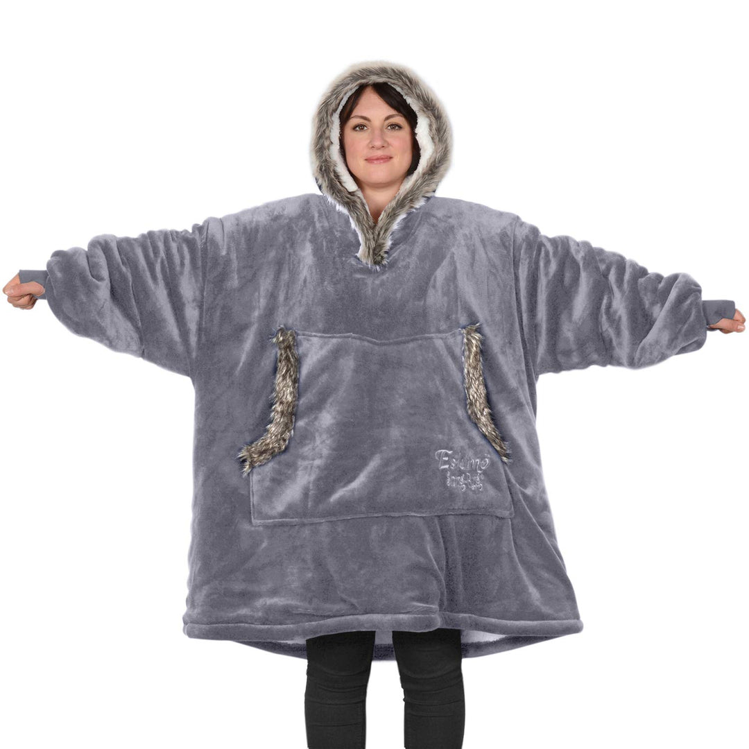 Snug Rug Lila Grau Eskimo Decke mit Ärmel Pullover Decken-Kapuzenpullover Übergrosse Sweatshirt Hood