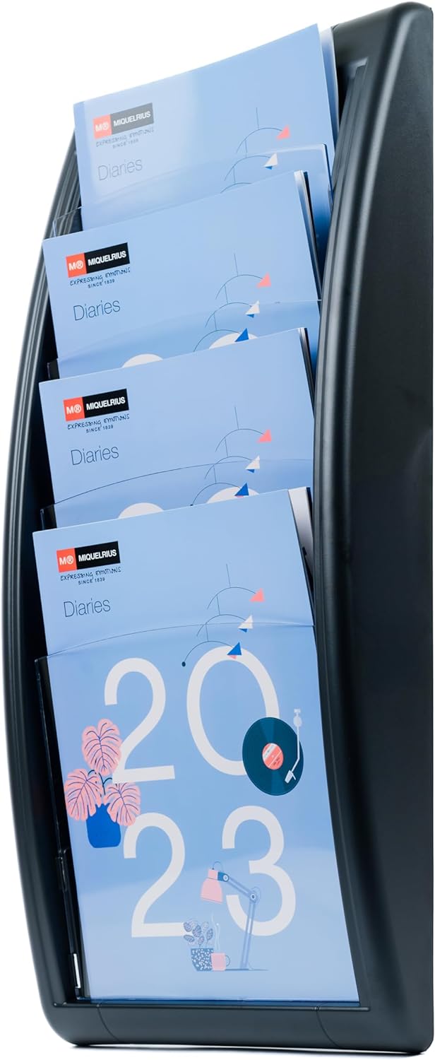 Fast Paper Quick Fit Prospekt-Wandhalter (5 x 1/3 A4 Fächer, B 18 x T 9,5 x 65 cm), schwarz