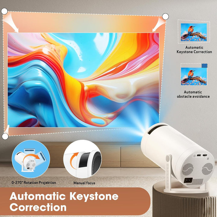 Weelikeit Projektor, 2024 Upgraded 4K Mini Projektor mit Lautsprecher für Home Movie Projector, Nati