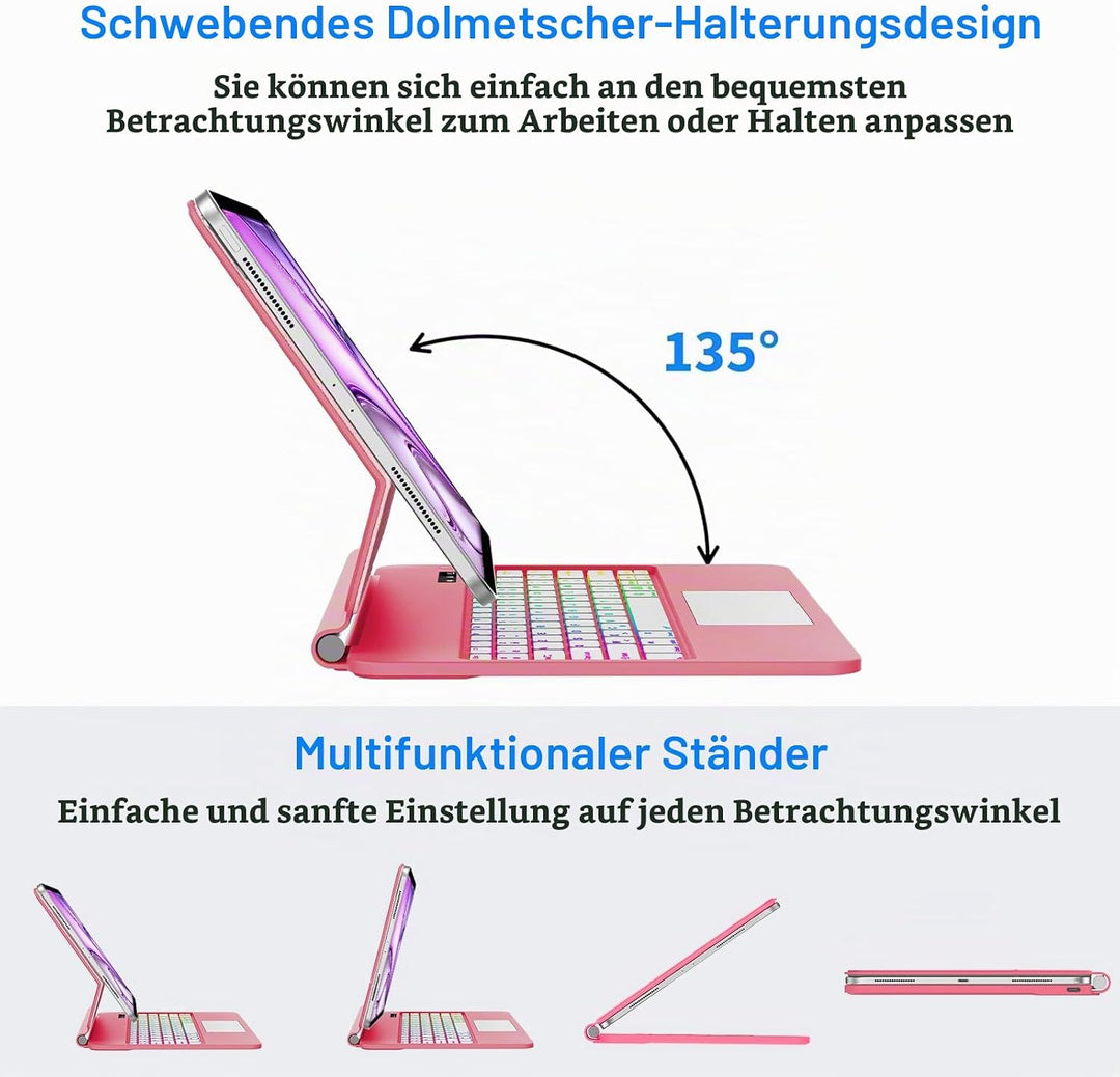 Magic Keyboard für iPad Air 13 Zoll 2026/2025/2024 (M4/M3/M2), iPad Pro 12.9 Zoll (6/5/4/3 Gen), Hül