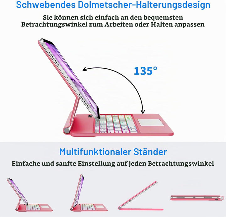 Magic Keyboard für iPad Air 13 Zoll 2026/2025/2024 (M4/M3/M2), iPad Pro 12.9 Zoll (6/5/4/3 Gen), Hül