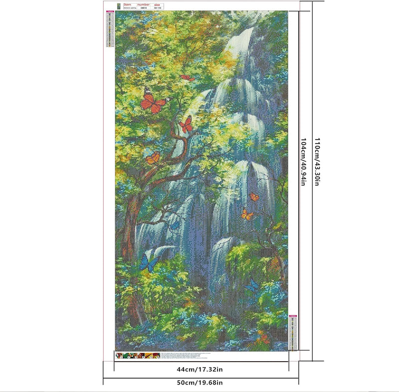 DCIDBEI 50 x 110 cm 5D Mosaik Diamant-Stickerei grosses Format, Diamond Painting Landschaft Wasserfa