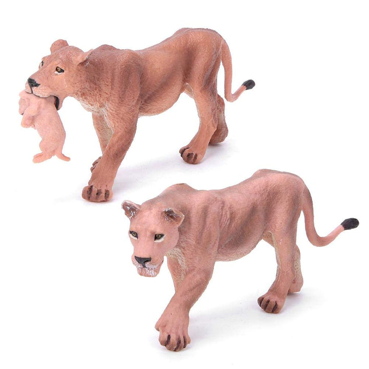 2 Pcs Löwinnen Modell Kunststoff Collection Dekoration Tier Modell Spielzeug frühes Pädagogisches Sp