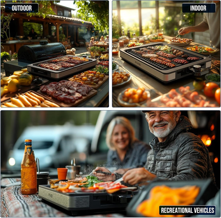 FIMEI Tischgrill Elektrisch 1800W, Elektrogrill Antihaftbeschichtete Grillplatte, Temperatureinstell