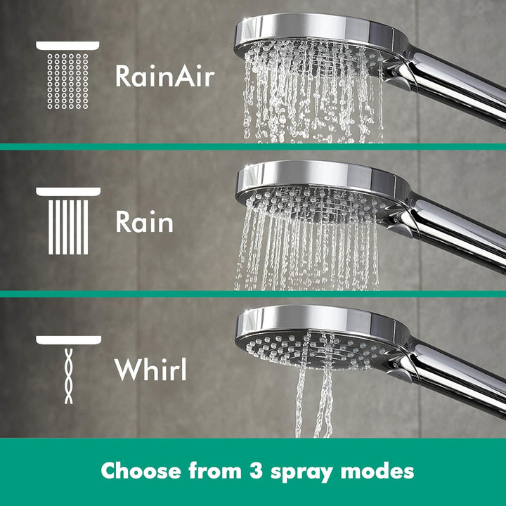 hansgrohe Duschset mit wassersparendem Duschkopf Raindance Select S 120, Regendusche, 3 Strahlarten