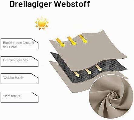 DWCN Vorhang Blickdicht Verdunkelungsgardinen mit Ösen 2 Stücke Thermogardine für Wohnzimmer,Schlafz