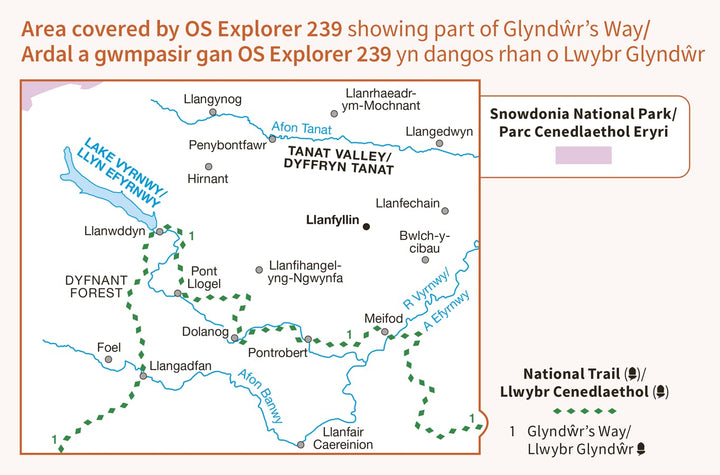 Lake Vyrnwy and Llanfyllin, Tanat Valley (OS Explorer Map, Band 239), Karte