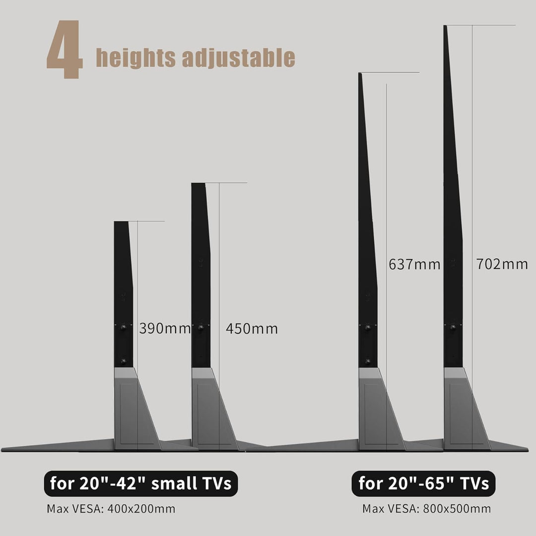 suptek Universal TV Standfüsse TV Beine Höhenverstellbarer TV Ständer für 22-65 Zoll TV LCD LED Flac
