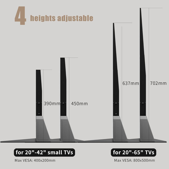 suptek Universal TV Standfüsse TV Beine Höhenverstellbarer TV Ständer für 22-65 Zoll TV LCD LED Flac