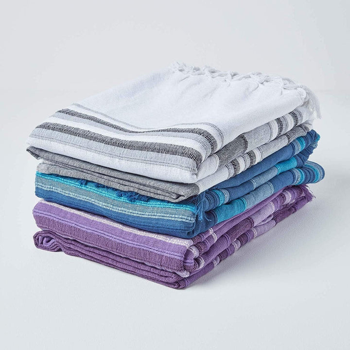 Homescapes extra grosse Tagesdecke Morocco, blau, Sofa-Überwurf aus 100% Baumwolle, weiche Wohndecke