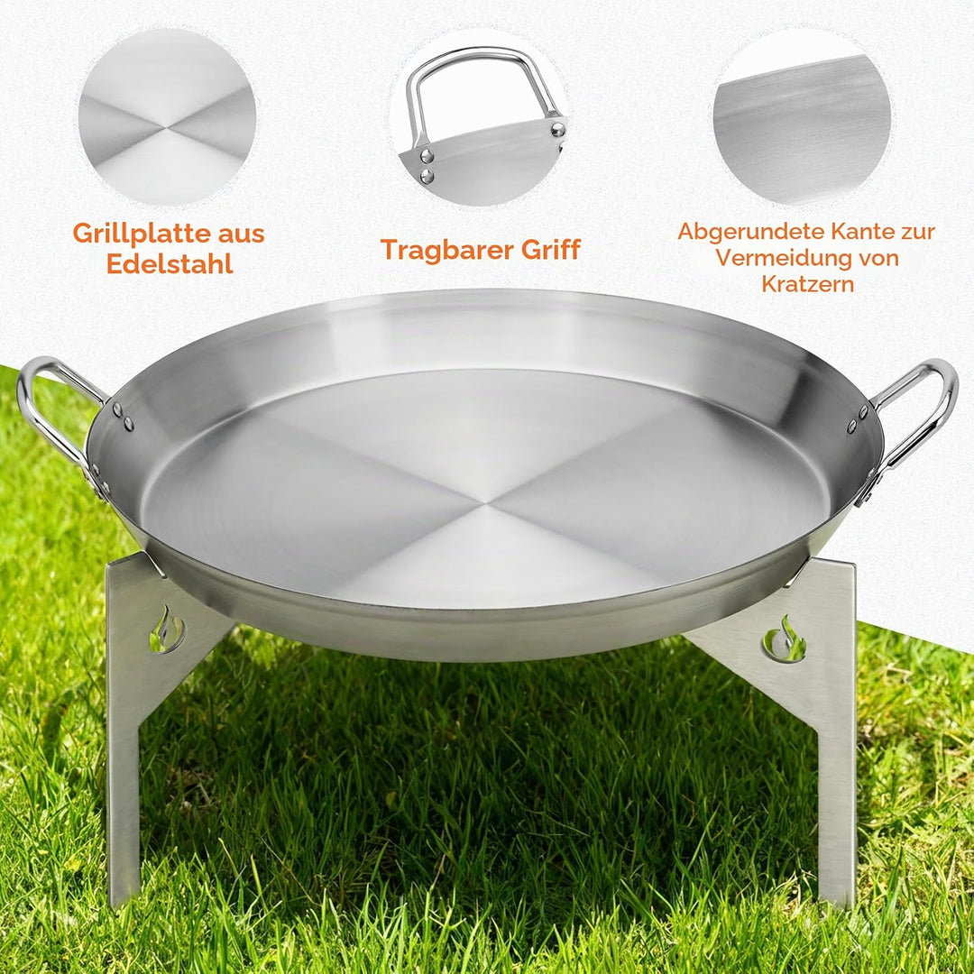 onlyfire Edelstahl Plancha mit Stativfuss für Solo Stove Bonfire 49.5cm Feuerstelle, Plancha Grillpl