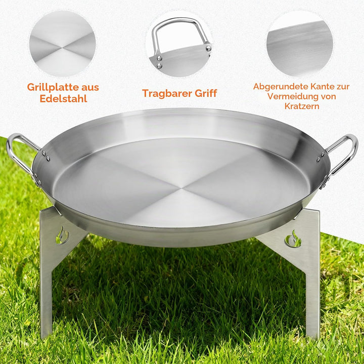 onlyfire Edelstahl Plancha mit Stativfuss für Solo Stove Bonfire 49.5cm Feuerstelle, Plancha Grillpl