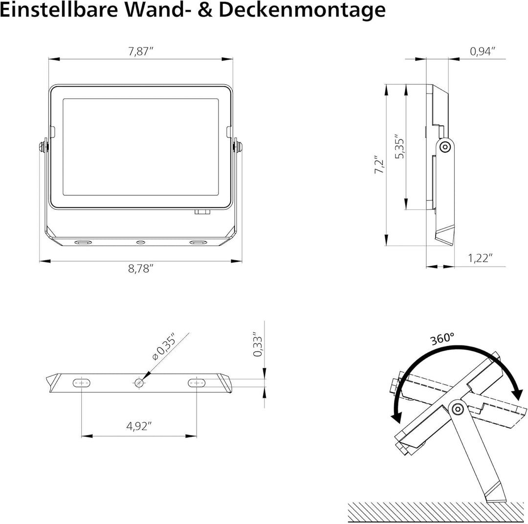 Philips ProjectLine Flutlicht, 50W, 6500K, schwarz ohne Sensor 6500K 50w, ohne Sensor 6500K 50w