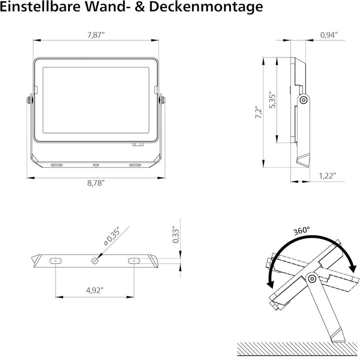 Philips ProjectLine Flutlicht, 50W, 6500K, schwarz ohne Sensor 6500K 50w, ohne Sensor 6500K 50w