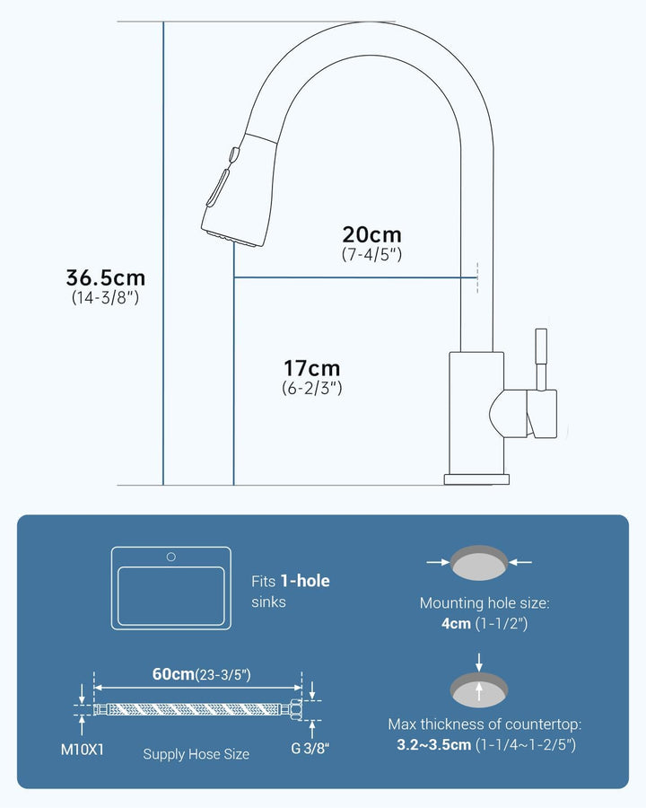 APPASO Wasserhahn Küche, Hochdruck Küchenarmatur mit Brause, Mischbatterie Küche mit 3 Strahlarten,