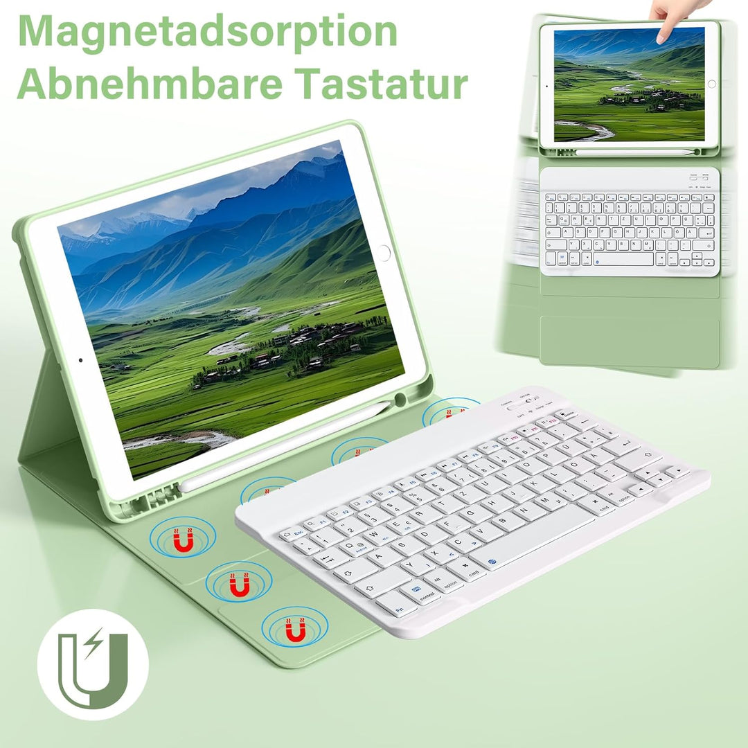 Tastatur Hülle für iPad 10.2 Zoll (9./8./7. Generation - 2021/2020/2019), Soft TPU Rückseite Gehäuse