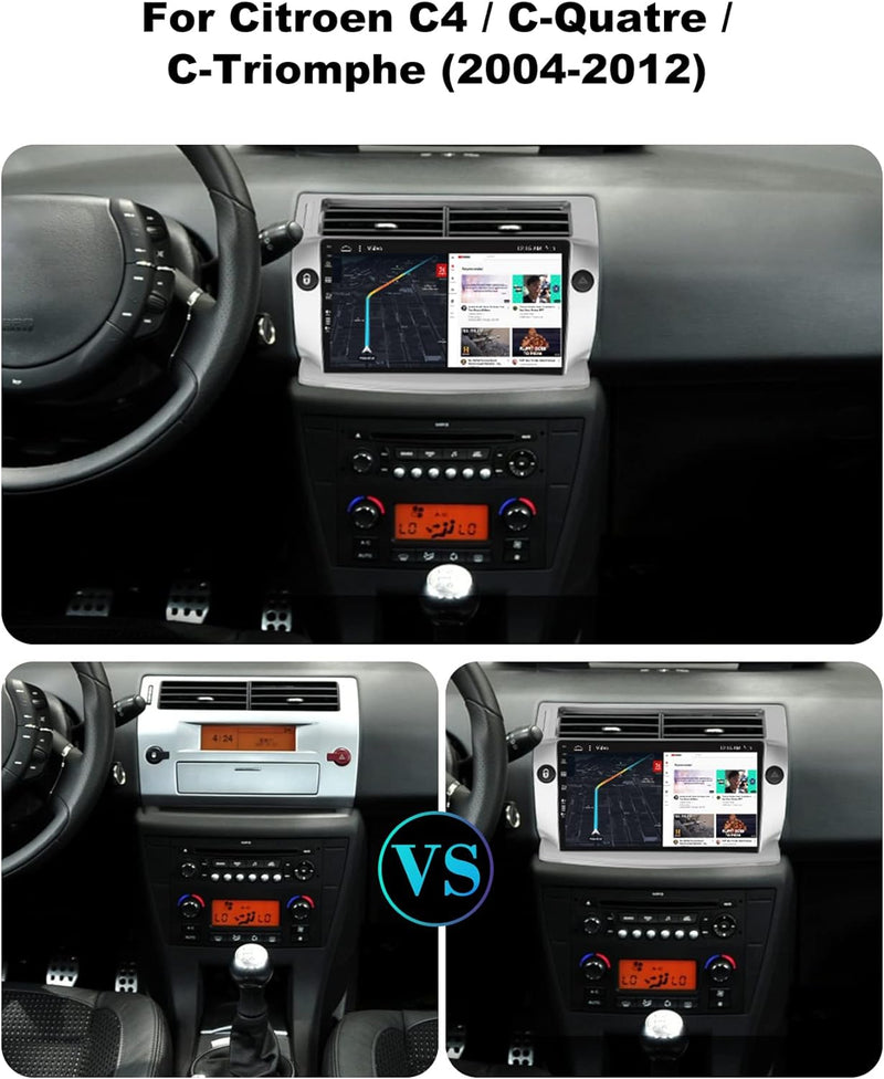 SXAUTO - 6G+128G - Android 12 IPS Autoradio für Citroen C4/C-Quatre/C-Triomphe (2004-2012) - Eingeba