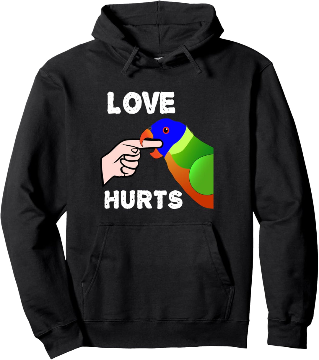 Liebe tut weh Lorikeet Papagei beissen Pullover Hoodie
