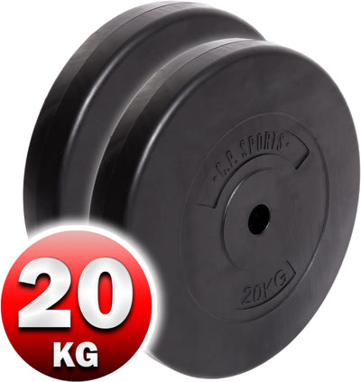 C.P.Sports Hantelscheiben 30mm | Paare 0,5KG bis 20KG oder Sets 26KG / 52KG | Kunststoff mit Zementf