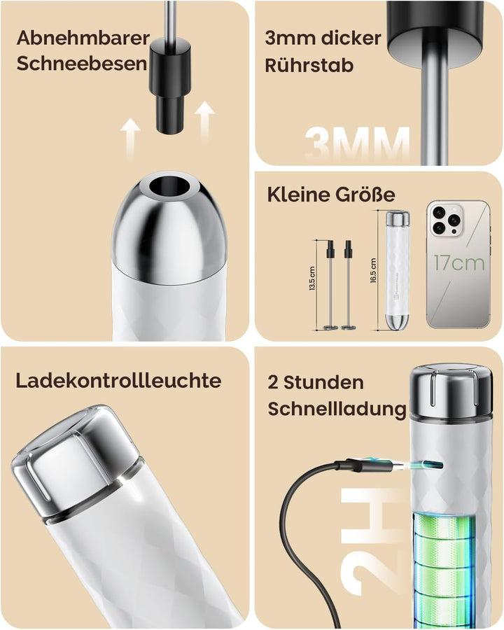 Maestri House Milchaufschäumer Mit Stufenloser Geschwindigkeitsregelung, Usb Aufladbar Milchaufschäu