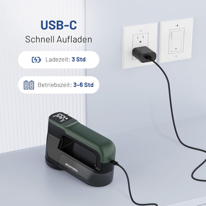 BEAUTURAL Fusselrasierer, Wiederaufladbarer Flusenentferner Elektrisch, 3 Geschwindigkeiten, 6-Kling