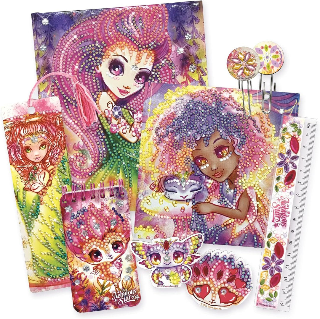 Nebulous Stars Kreativset Schreibwaren Deluxe Set, Strass nach Zahlen, ab 7 Jahre