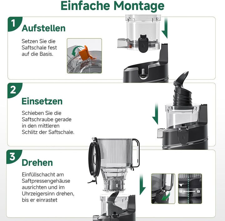 AMZCHEF 250W Automatischer All-In-One Entsafter, 165MM Öffnung und 1,8L Kaltpresse für Gemüse und Ob
