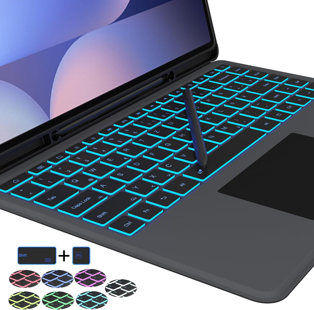 ROOFEI Galaxy Tab S9 Ultra/S8 Ultra Hülle mit Tastatur QWERTZ - Abnehmbare Tastatur mit Touchpad - 7