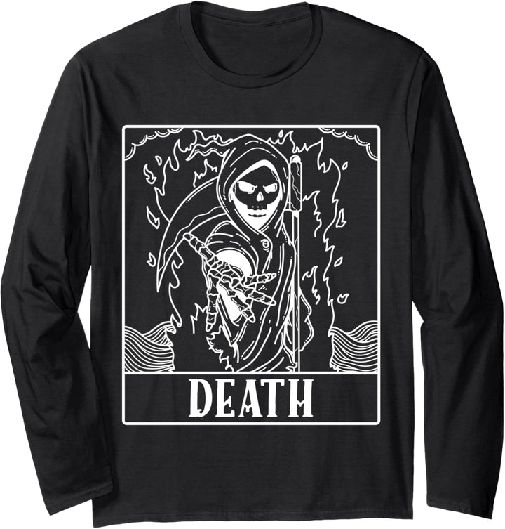 Hell Grim Reaper Skeleton Tarot Card Blackcraft Men Women Langarmshirt