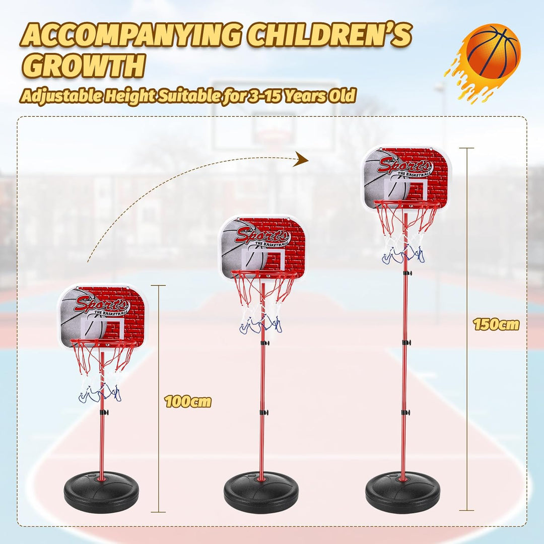 vvhippo Basketballkorb Kinder, Basketballkorb Outdoor mit 2 Basketbälle und eine Pumpe, Höhenverstel