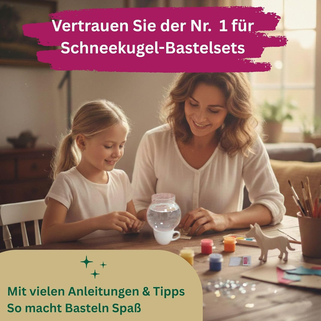 Bastel Schneekugel Ersatzglas m. 1 x Schnee | DIY Bastelglas | Schneekugel reparieren | 100mm Durchm