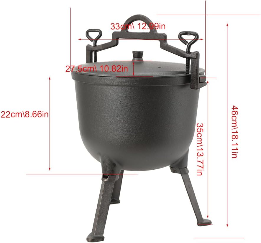 8L Feuertopf Gulaschkessel Jagdkessel Dutch Oven Gusseiserner Topf Mit Füssen Und Deckel Kochtopf Ke